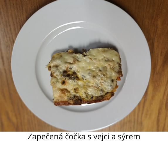 Zapečená čočka s vejci a sýrem